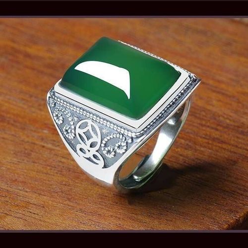Bague En Jade De Qualité Verte Pour Hommes, Anneau Ajustable En Pierre De Jades Naturelle Véritable Certifiée, Chrysoprase, Bijoux En Calcédoine