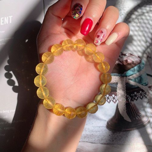 Bracelet De Guérison En Fluorite Jaune, Pierre Naturelle, Perles Rondes À Facettes, Cristal Énergétique, Pour Hommes Et Femmes
