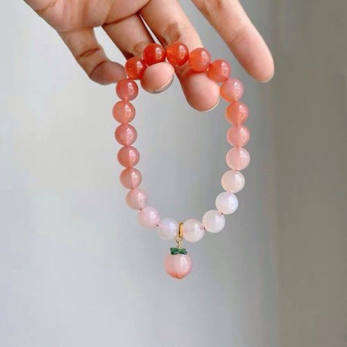 Bracelet En Pierre Naturelle Pour Femmes, Pendentif En Agate, Perle De Pêche, Bricolage, Couleur Dégradée, Mode, Pierres Précieuses Naturelles, Bijoux De Guérison