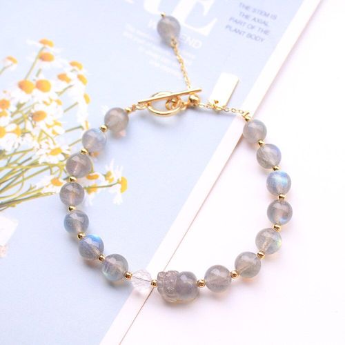 Bracelet En Pierre De Lune Naturelle Labradorite Pixiu Pour Femmes, Bijoux Porte-Bonheur, En Cristal, À La Mode