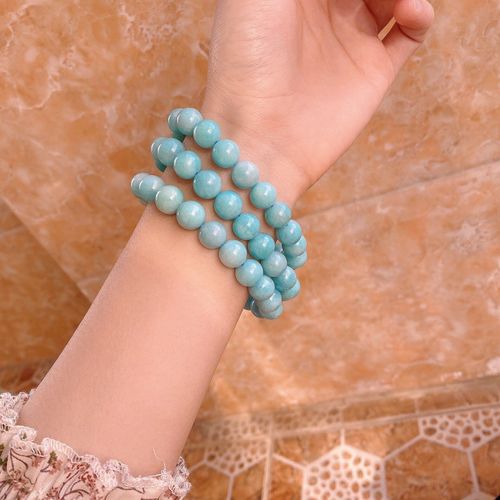 Bracelet De Perles Rondes En Pierre Naturelle Amazonite Pour Hommes Et Femmes, Bijoux Fins, Breloque, Énergie, Guérison, Bracelet Élastique