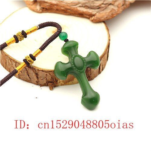 Collier Pendentif En Croix De Jade Chinois Vert Naturel, Accessoires De Mode, Breloque, Bijoux Amulette Sculptée, Cadeaux Pour Femmes Et Hommes