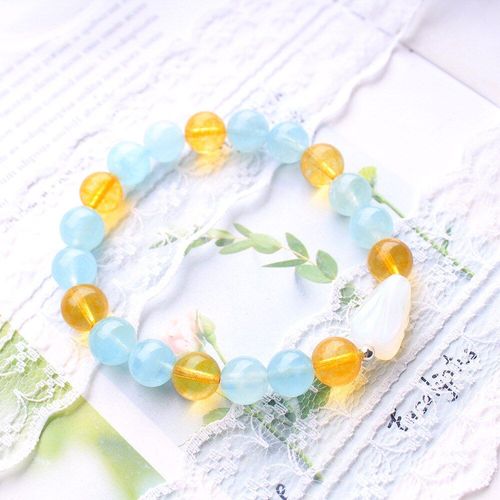 Bracelet En Pierre Naturelle Aigue-Marine Citrine Lapin Blanc, Bricolage Pour Femmes, Bijoux Fins, Breloque De Guérison, Pierres Précieuses Élastiques