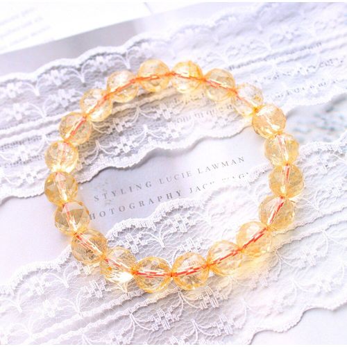 Bracelets En Pierre Citrine Naturelle Pour Hommes Et Femmes, Perles À Facettes, Breloque Énergétique, Guérison, Élastique, Bijoux