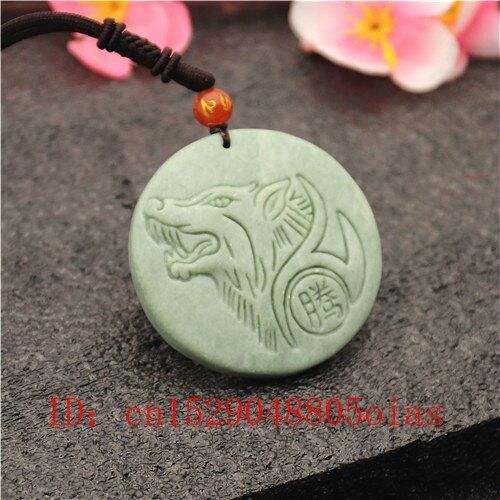Collier Avec Pendentif En Jade, Loup, Totem, Chinois, Blanc, Vert Naturel, Mode, Breloque, Accessoires, Amulette Sculptée, Cadeaux Pour Femmes