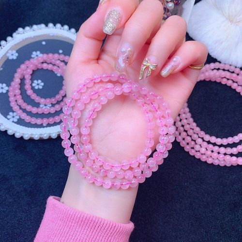 Bracelet De Perles En Cristal Rose De Madagascar, Bijoux Multi-Cercles En Pierres Précieuses Naturelles Reiki Pour Hommes Et Femmes, Bracelet De Yoga, Cadeau