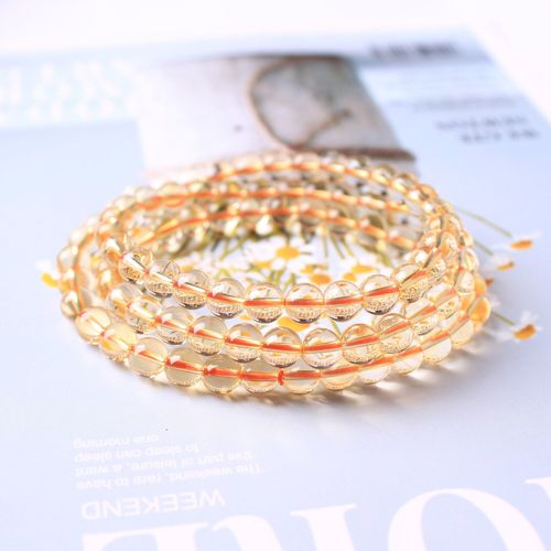 Bracelet Multi-Cercles En Pierre Citrine Naturelle, Bijoux Fins, Porte-Bonheur, Guérison, Cristal, Élastique