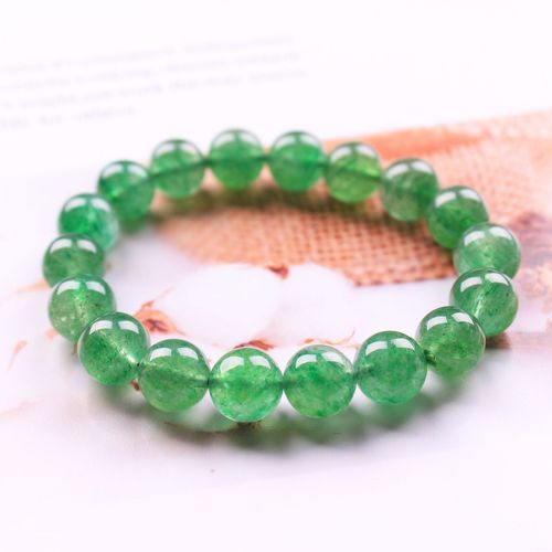 Bracelet Élastique En Cristal De Quartz Pour Femmes, Perle De Cristal Naturel À La Fraise Verte, Pierre D'énergie, Bijoux De Guérison Pour Femmes