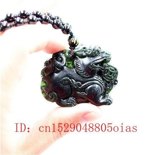 Pendentif Dragon Chinois En Jade Noir Et Vert Naturel, Collier De Perles, Bijoux Breloques, Accessoires En Obsidienne, Amulette Sculptée, Cadeaux Pour Hommes
