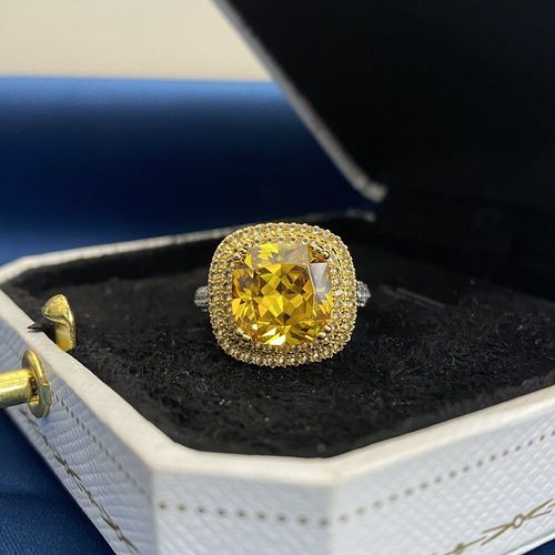 Bague De Fiançailles En Argent Sterling 925 Pour Femmes, Bijoux Fins De Luxe, Citrine, Diamant Topaze À Haute Teneur En Carbone, Vente En Gros