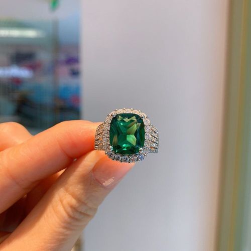 Bagues De Luxe En Argent Sterling 925, 10x12mm, Paraiba, Tourmaline, Émeraude, Rubis, Saphir, Diamant De Laboratoire, Bijoux De Fête De Mariage
