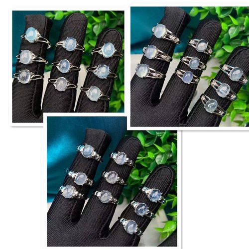 Bague En Pierre Naturelle Aigue-Marine Pour Femmes, Breloque En Cristal D'énergie Naturelle, Bijou Ajustable, Cadeau, 1 Pièce