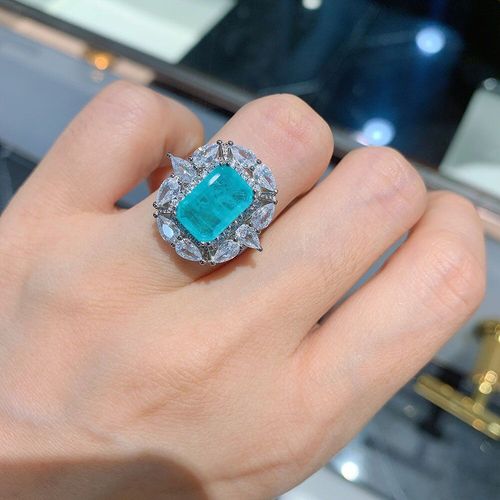 Bague De Fiançailles Paraiba En Argent Sterling 100% Et Tourmaline, Bijoux Fins Pour Femmes, Accessoire De Mariage, Cadeau, 925