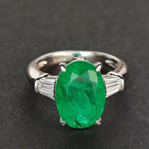 Bagues D'émeraude Ovales Vintage Pour Femmes, Bagues De Mariage Et De Fiançailles En Argent Sterling 925 Carbone Et Diamant, Vente En Gros, Bijoux Fins, 10x14mm