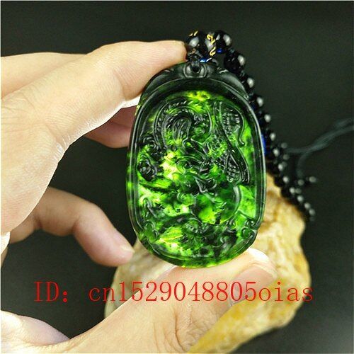 Collier Pendentif En Jade Et Phénix Pour Femmes, Bijoux En Obsidienne Sculptée, Amulette, Perles, Vert, Noir, Certifié Chinois, Cadeaux Pour Femmes