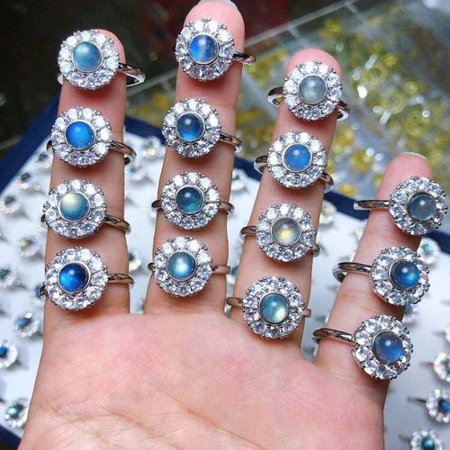 Bague Rotative En Pierre De Lune Naturelle Labradorite Pour Femmes, Bijoux De Fête, De Mariage, Porte-Bonheur, Énergie, Anneau Réglable