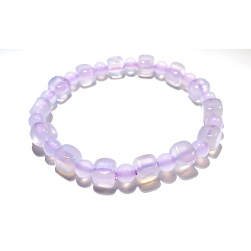 Bracelet En Pierre Naturelle Violette Et Agate, Calcédoine, Perles Carrées, Bijoux Pour Femmes
