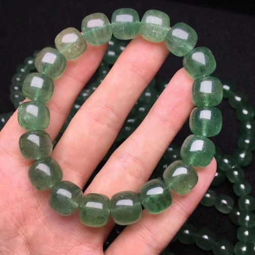 Bracelet De Perles Géométriques En Pierre Naturelle, Cristal De Fraise Verte, Bracelet De Guérison En Pierre Naturelle, Porte-Bonheur Pour Hommes Et Femmes