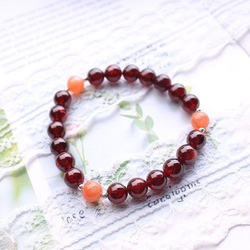 Bracelet En Pierre Naturelle Pour Femmes, Grenat Doré, Perles De Soleil, Bijoux Fins, Mode, Cristal, Guérison