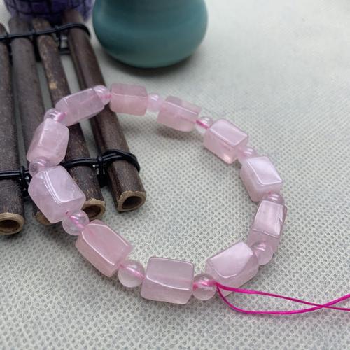 Bracelet À Perles Géométriques En Quartz Rose, Pierre Naturelle, Bijoux De Yoga Porte-Bonheur, Breloque De Guérison