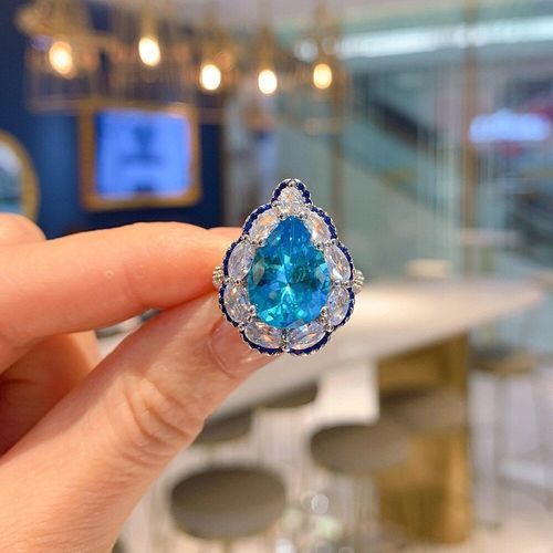 Bagues De Fête En Diamant Pour Femmes, Goutte D'eau Aigue-Marine, Pierres Précieuses De Laboratoire, Breloques De Mariage, Bijoux Fins, Vente En Gros, 10x14mm, Tendance 2021