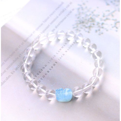 Bracelet En Pierre Naturelle Blanche Aigue-Marine Pixiu Pour Femmes, Perles De Cristal Fait À La Main, Bijou De Guérison, À La Mode