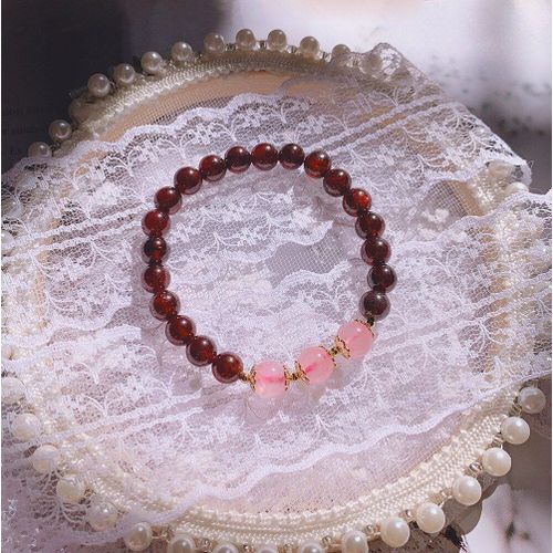 Bracelet En Pierre Naturelle Grenat Rose Pour Femmes, Perles De Cristal, Bijoux Fins, Mode, Bijou De Guérison