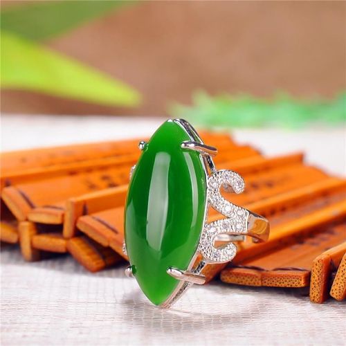 Bague Oeil De Cheval En Jade Vert Naturel Ajustable, Bijoux Fins Pour Femmes, Véritable Chrysoprase Et Bagues En Argent, Cadeaux Pour Dames, Accessoire
