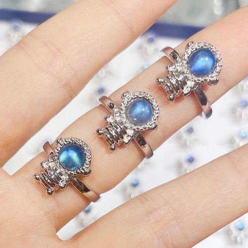 Bague D'astronaute En Labradorite Naturelle Pour Femmes, Bijou De Fête, Breloque Énergétique, Anneau Ajustable
