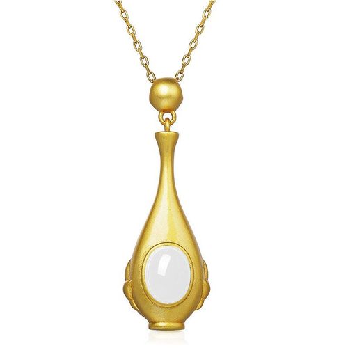 Collier Pendentif Vase À Breloques, Bijoux Hetian Jade Agate, Argent 925 Naturel Sculpté Amulette Cadeaux Pour Ses Femmes, Vert