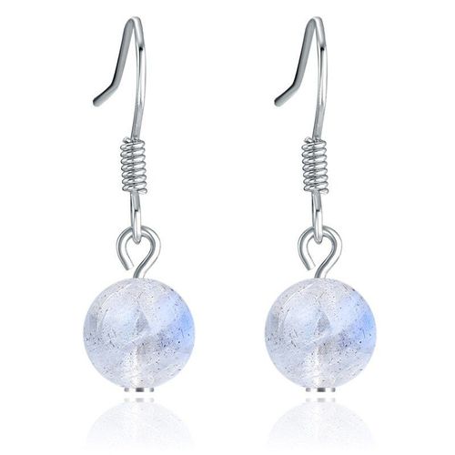 Boucles D'oreilles En Argent Sterling 925, Labradorite, Pierre De Lune Naturelle, Pendentif, Crochet, Breloque, Cristal, Gemme