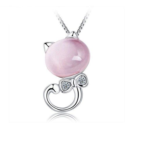 Pendentif Chat En Cristal Rose Mosaïque Argent 925, Breloque Tendance, Accessoires, Bijoux, Cadeaux Pour Femmes