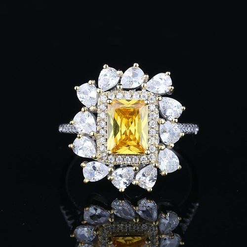 Bagues De Mariage En Diamant Jaune Topaze, 100% Argent Sterling 925, Bijoux Fins Vintage Pour Femmes, Cadeau D'anniversaire