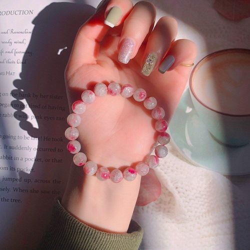 Bracelet En Tourmaline, Graine De Glace Naturelle, Fleur De Prunier Rouge, Cristal Aura, Quartz Élastique, Doux Et Sauvage, Bijoux, Cadeau