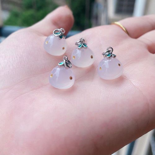 Pendentif En Pierre Naturelle, Agate Blanche, Calcédoine Sculptée, Petite Baleine, Accessoires Pour La Fabrication De Bijoux, 5 Pièces