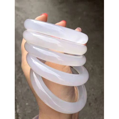 Bracelet En Jade Blanc Pour Femmes, Calcédoine Naturelle, Bijoux En Jade, Bijou En Jade, Cadeau Pour Femmes