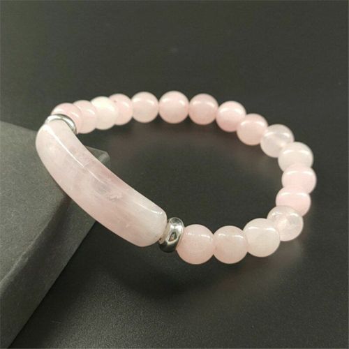 Bracelet À Perles Naturelles, Avec Pierres De 8 Mm, Avec Fil, Reiki, Guérison, Aventurine, Agates, Cristal, Roses, Rectangulaires, Breloque