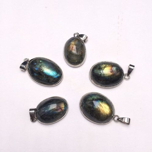 Collier Ovale En Pierre Naturelle Labradorite, 1 Pièce, Pendentif En Pierre De Lune, Gemme Énergétique, Pendentif De Guérison, Accessoires Pour La Fabrication De Bijoux