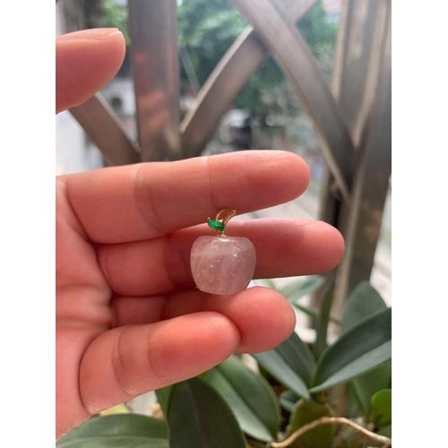 Petit Pendentif En Cristal Rose Naturel Sculpté En Forme De Pomme, Pierres Précieuses Naturelles Faites À La Main, Accessoires Pour La Fabrication De Bijoux À Faire Soi-Même