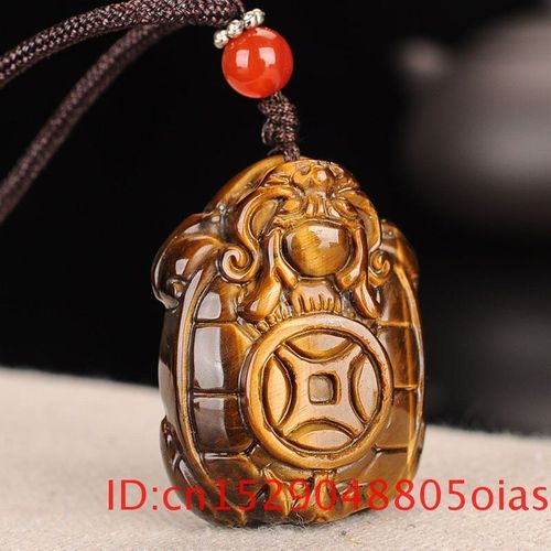 Collier En Jade Naturel Pour Hommes Et Femmes, Pendentif En Forme De Tortue Dragon Chinois, Amulette Sculptée, Jaune, ¿Il De Tigre