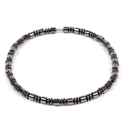Collier En Hématite Magnétique, Perles Rondes Plates Noires, Bijoux Sains Pour Hommes Et Femmes, Vente En Gros, 2 Pièces
