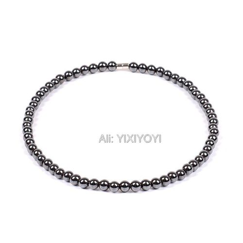 Collier De Perles Rondes En Hématite Magnétique Pour Hommes Et Femmes, Charmant, De 6mm Et 8mm, Bijou De Soins De Santé, Noir