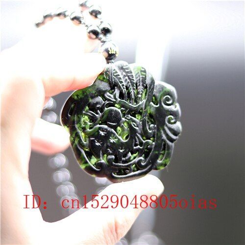 Collier En Jade Sika Chinois Noir Et Vert Naturel, Pendentif En Obsidienne, Breloque, Bijoux, Accessoires, Amulette Sculptée, Cadeaux Pour Hommes