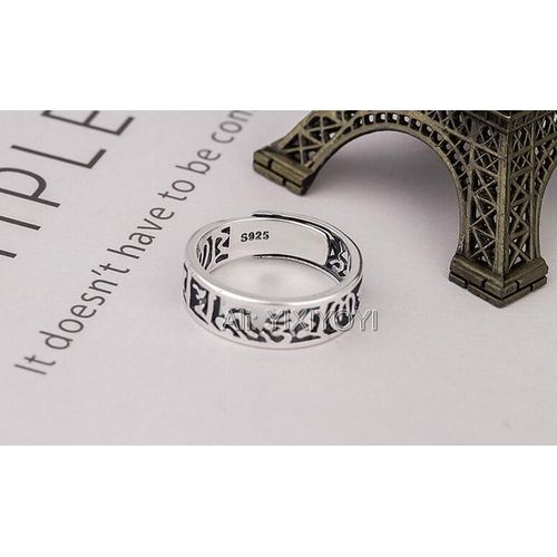 Bague En Argent Sterling 925 Avec Mots Bouddhistes Rétro, Anneau De Bouddha Vintage Ouvert, Cadeau Spécial Pour Femme Et Homme, Bijoux De Charme