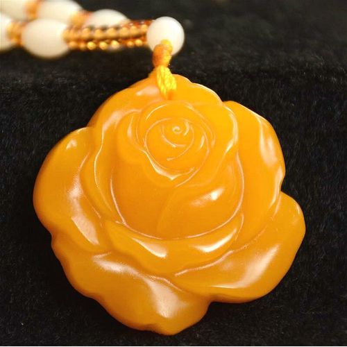 Pendentif Fleur De Jade Jaune Naturel Chinois, Collier De Perles, Breloque De Mode, Bijoux Amulette Sculptée, Cadeaux Pour Femmes Et Hommes