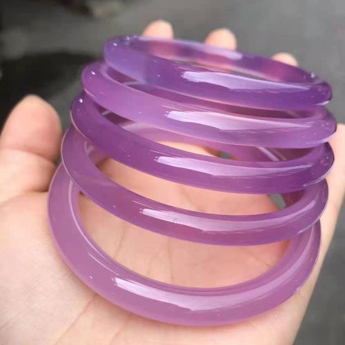 Bracelet En Jade Pour Femmes, Bijoux En Jade, Couleur Violette Naturelle, Calcédoine, Cadeau, 100%