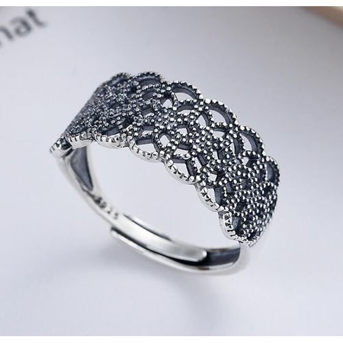 Bague En Argent Sterling 925 Véritable Thaïlandais, Rétro, Rond Creux, Ethnique Ouvert, Cadeau Pour Fille, Bijoux Vintage