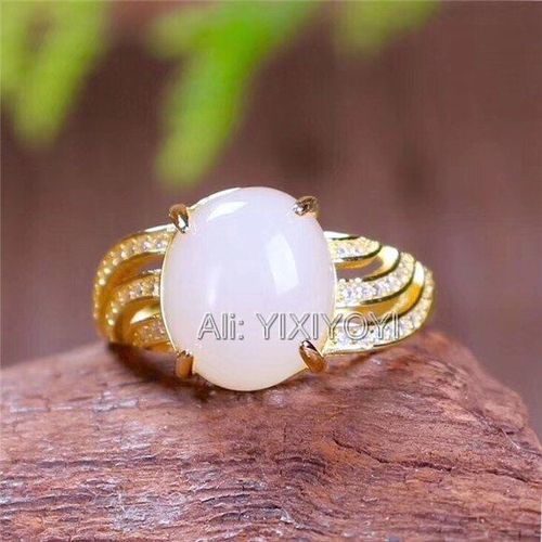 Magnifique Bague En Jade Blanc Argenté 925, Incrustation De Perles En Cristal, Design Creux, Certificat Ajustable, Bijoux Pour Filles, Cadeaux