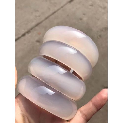 Bracelets En Jades De Glace Véritable Pour Femmes, Bijoux Fins, En Calcédoine Blanche Naturelle, Grande Taille, Cadeaux Pour Petite Amie Ou Maman, 68mm