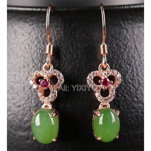 Magnifique Argent Sterling 925, Perles En Jade Vert Hetian, Pendentif En Or Rose, Crochet Porte-Bonheur, Certificat, Breloques, Cadeaux Pour Filles